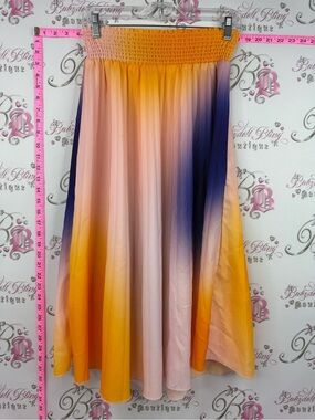 WD.NY skirt smocked Ombre Maxi Skirt in Yellow, Pink & Blue